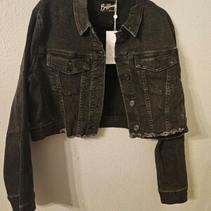 BuffBunny Charcoal Cropped Denim Jacket